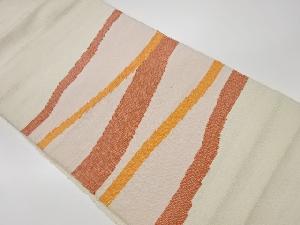 リサイクル　手織り紬変わり横段模様織出し名古屋帯